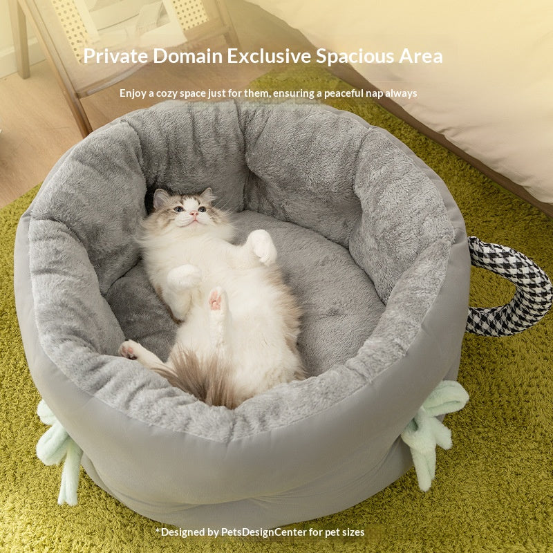 "Giant Teacup Pet Bed" Cat bed: Warm and thickened teacup bed for autumn and winter. Deep sleep doghouse Korean version Teddy Bichon pet bed for small and medium-sized dogs