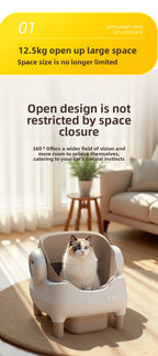 Smart Cat Litter Box Fully Automatic Cat Litter Box Splash-Proof Open Design Easy to Clean Cat Toilet Automatic Scooper