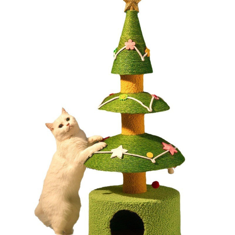 Christmas Tree Sisal Cat Scratching Board Wear-Resistant Non-Shedding Cat Claw Board Cat Climbing Frame Nest Integrated Cat Scratching Post Cat Toy