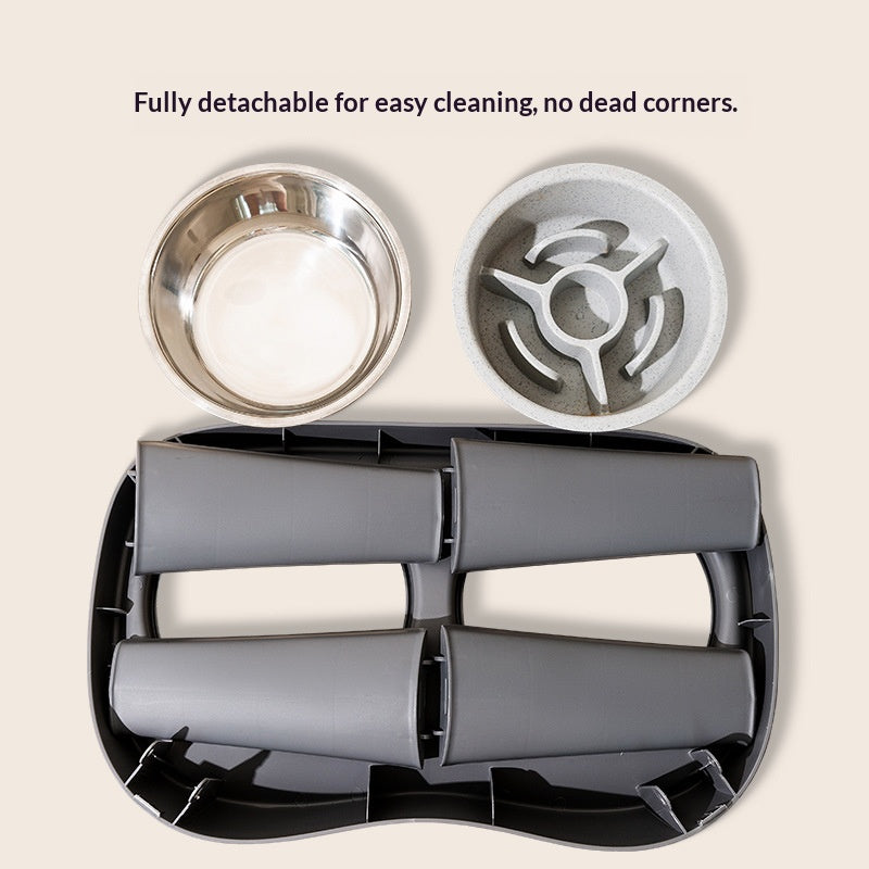 Dogs eat bowls and basins. Large dog cervical protection pet slow food bowl; Stainless steel rice bowl with high legs