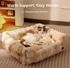 Cat bed rabbit hair bubble fleece; Soft and comfortable sleeping pad cat and dog bed; In winter, the cat bed can be disassembled and washed for warmth. Suitable for small cats and dogs