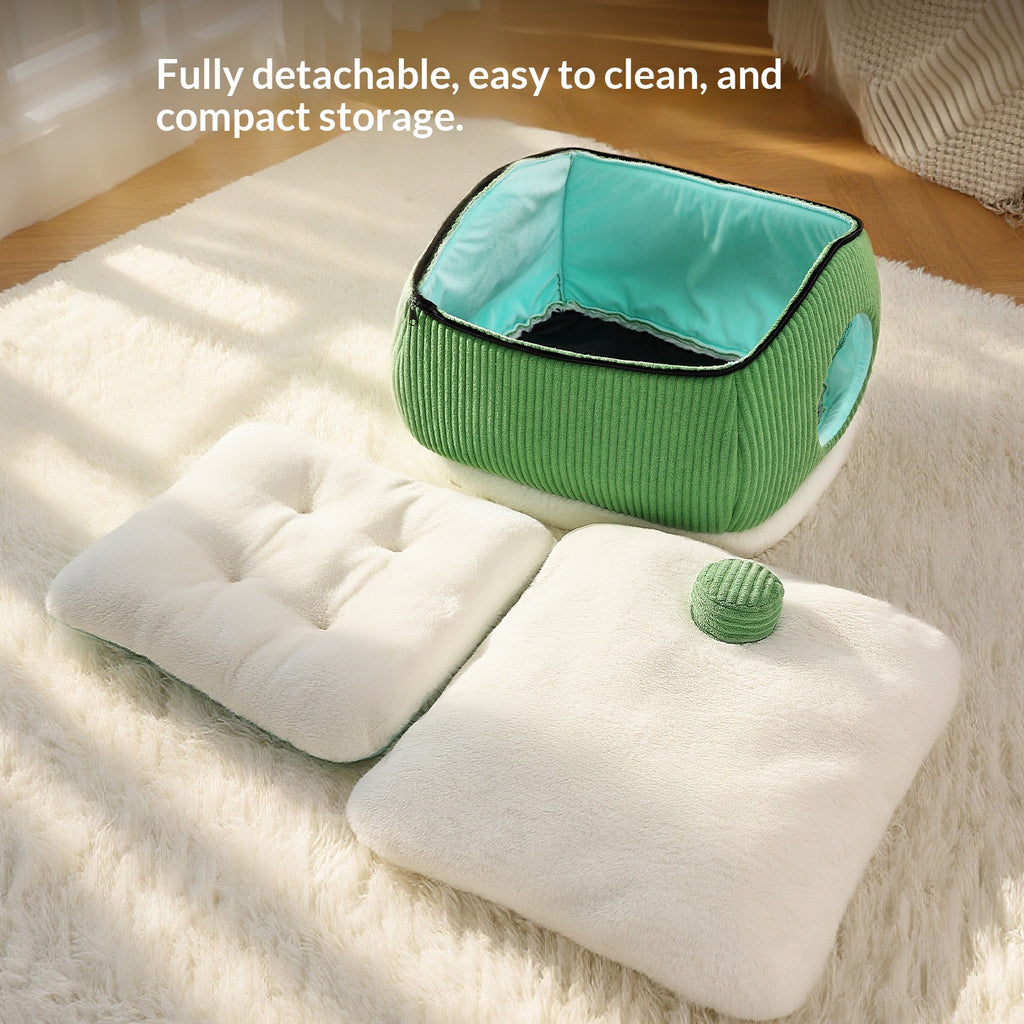 Snow house-shaped pet bed; Cartoon semi-enclosed thickened cat and dog beds; Detachable and washable pet bed