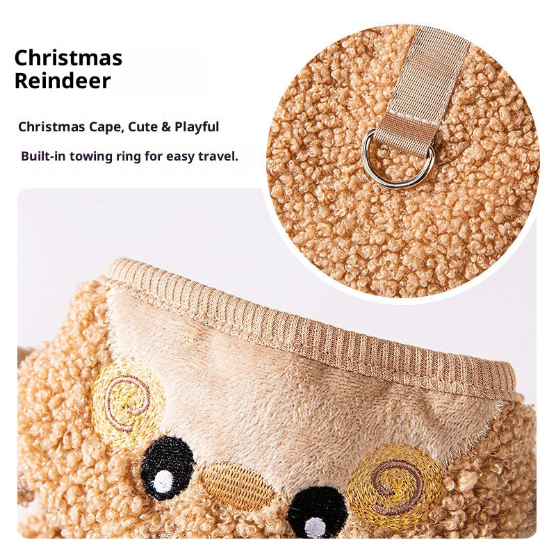 Christmas cartoon drawstring cape Sleeveless pet dog clothes for large Golden Retrievers and Labradors in autumn and winter