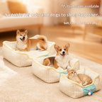 # Striped plush pet bed; The doghouse is suitable for all seasons. Teddy small dog Bichon Frise bed sofa; Keep the cat bed warm in autumn and winter