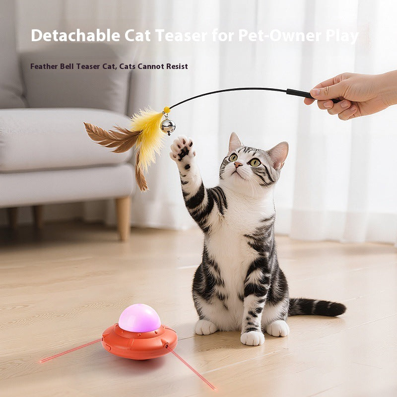 Multi-functional cat toy; Laser + cat teaser two-in-one pet cat toy