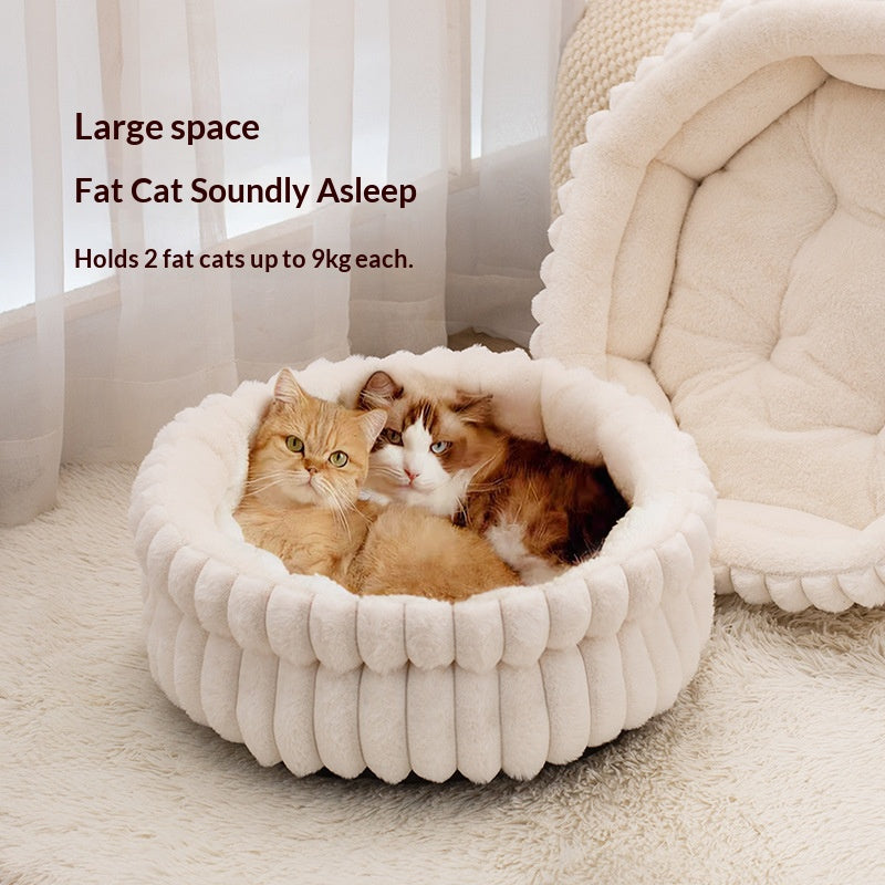 Cloud Three-dimensional Pet Round Bed: Thickened large dog mat for pet beds; Moisture-proof and warm dog bed A small round dog and cat bed