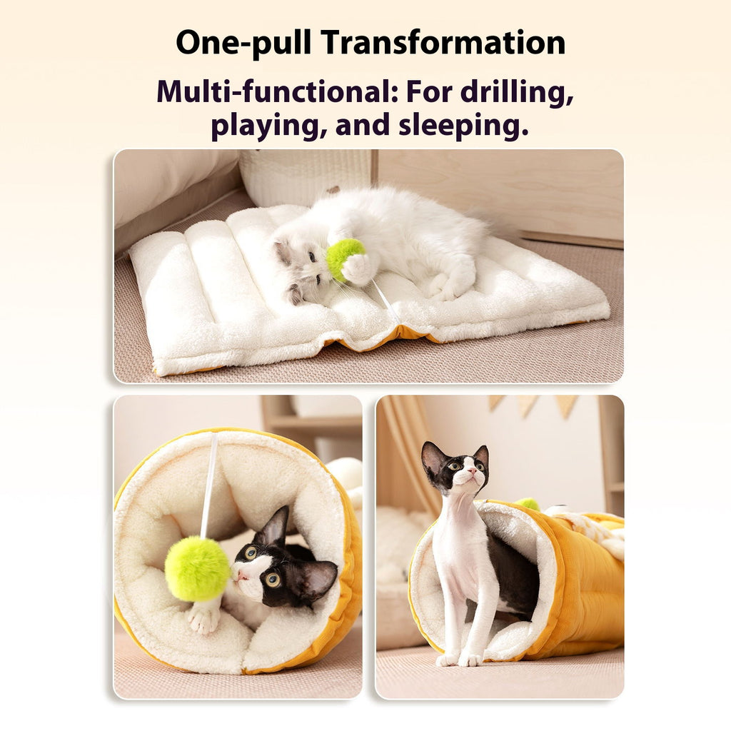Dual-purpose tunnel mat cat bed cat mat; Play and sleep integrated cat bed Pet supplies