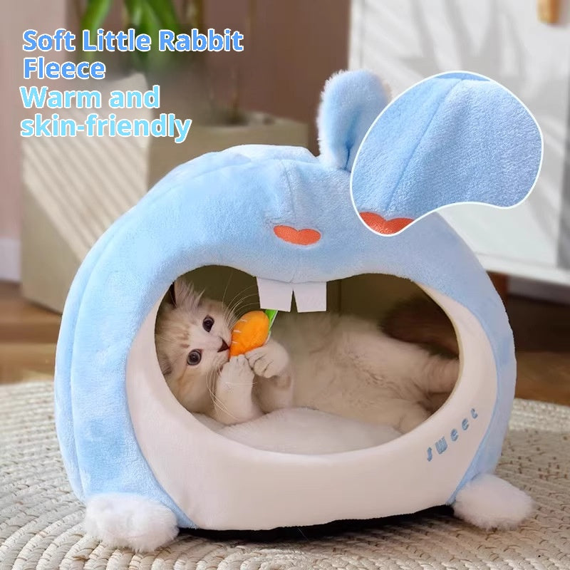 Semi-enclosed cat beds for winter warmth; Thicken the security nest; Cat House The puppy sleeps in a pet bed. Cat tent