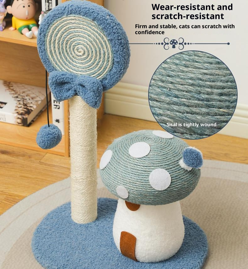 Mushroom lollipop-shaped cat scratch board Sisal vertical non-flaking cat paw board; Scratch-resistant and wear-resistant mushroom-shaped small cat scratch column