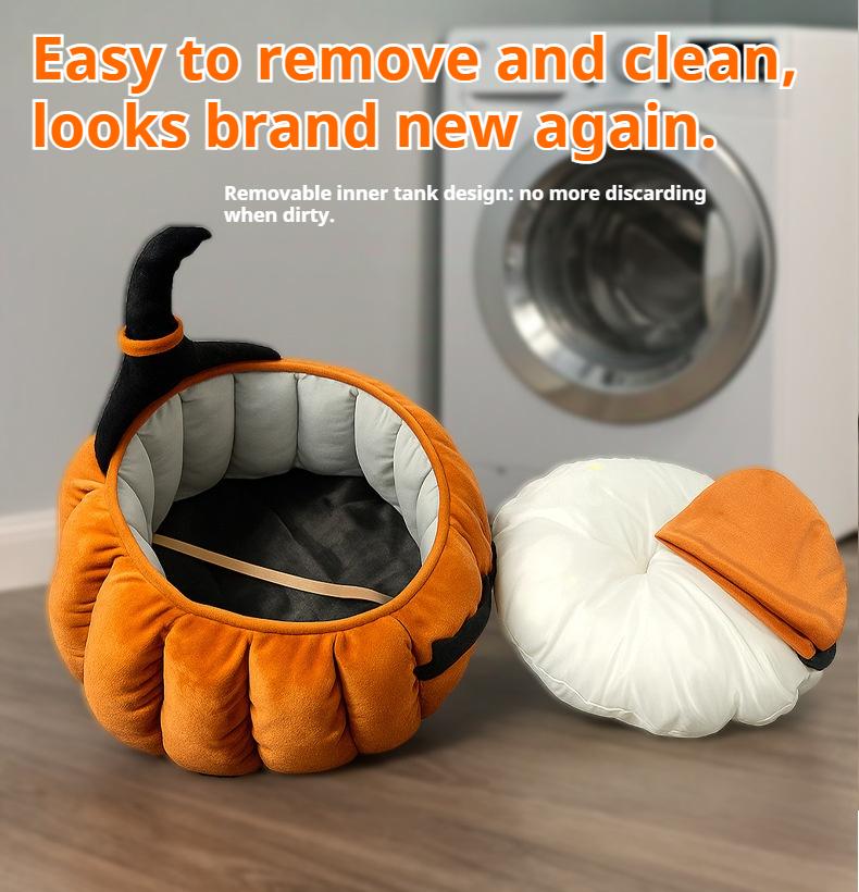 Round pumpkin-shaped pet beds, Christmas cat beds and dog beds, warm sofa bed pet pads, thickened sofa beds for cats in all seasons