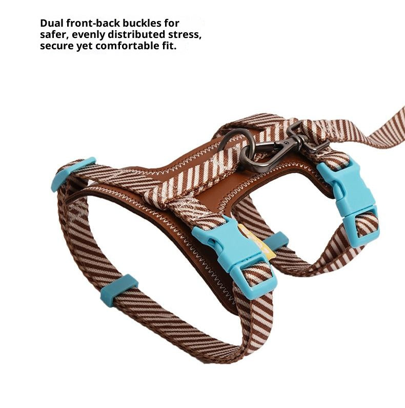 Dog and cat leashes; I-shaped anti-breakaway dog leash; Adjustable small dog chest and back straps for pet outings