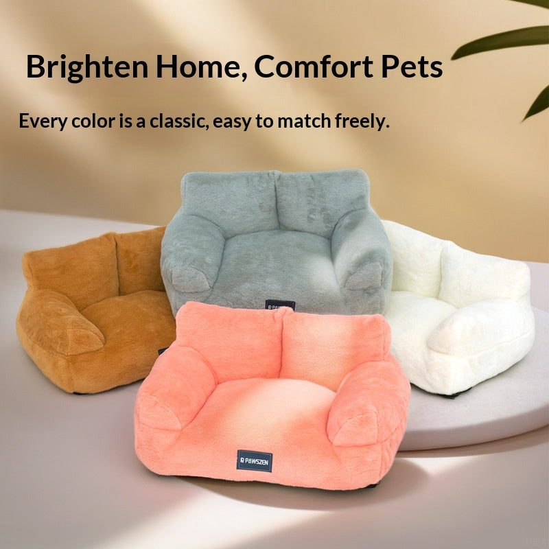 Rabbit fur sofa pet bed: Dog bed, cat bed, warm rabbit fur pet bed; Large detachable pet sofa; Winter dog sofa cat villa