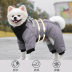 Dog reflective waterproof down jacket Thickened down jackets for puppies in autumn and winter; Winter pet four-legged cotton-padded jacket