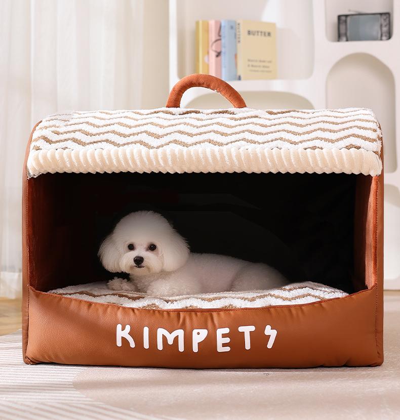 Drawer-style dog kennel Add velvet in winter for warmth. Semi-enclosed large-space cat bed; Textured leather dog bed; Suitable for all seasons