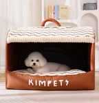 Drawer-style dog kennel Add velvet in winter for warmth. Semi-enclosed large-space cat bed; Textured leather dog bed; Suitable for all seasons