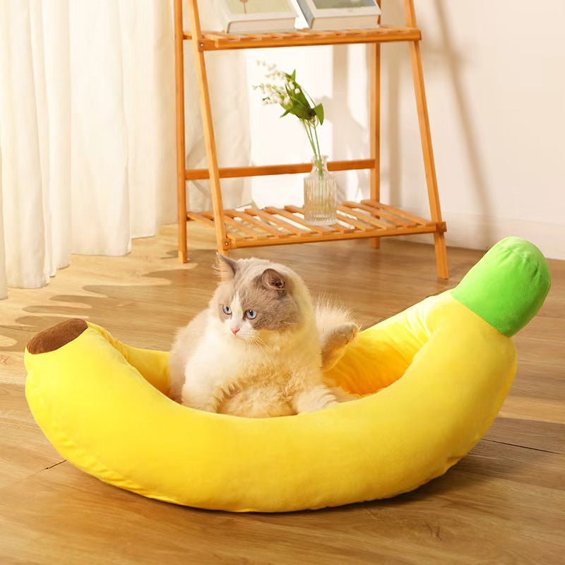 Banana boat-shaped pet bed; Wholesale detachable and washable all-season pet beds for dogs. Warm cat bed