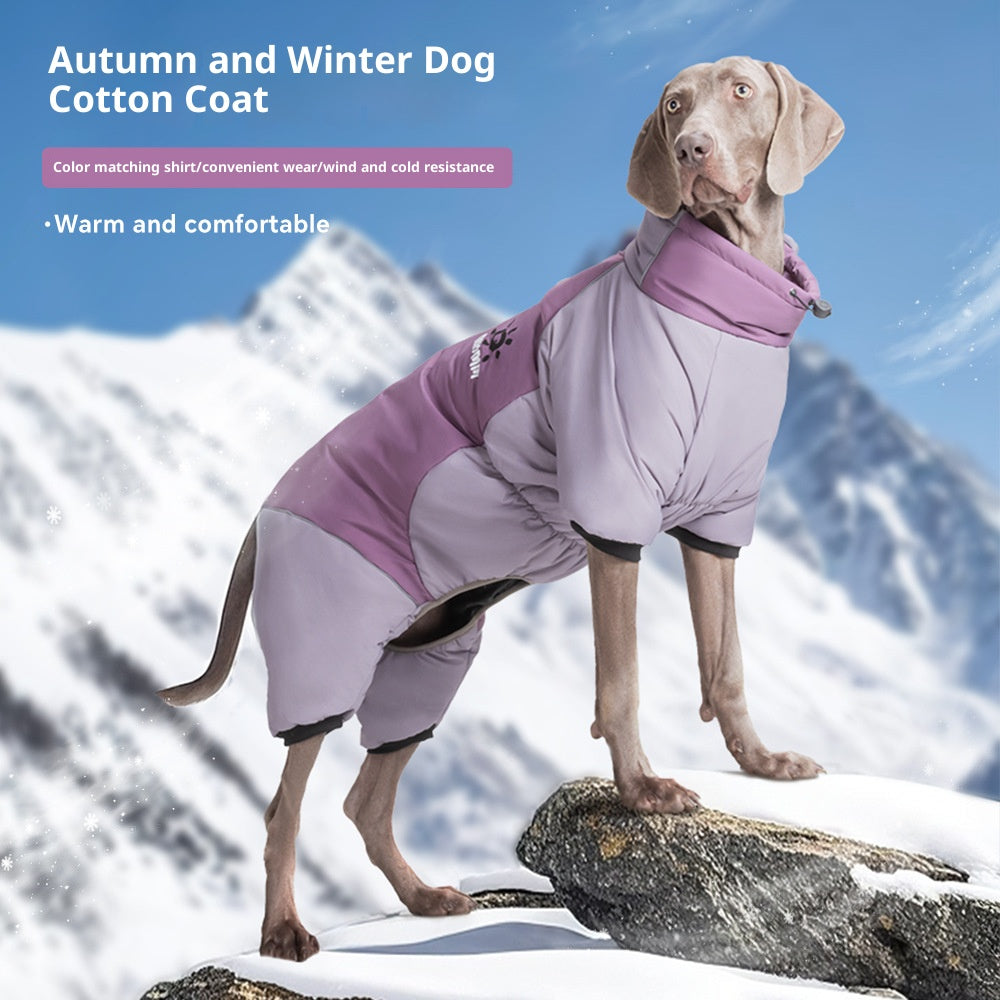 Dog autumn and winter windbreaker and cotton-padded jacket; Windproof, warm and waterproof; High-brightness and highly reflective dog cotton-padded clothing