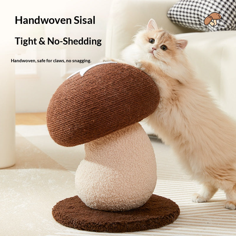 Cute and fun mushroom cat Scratch pillar Cat scratch board, sisal cat scratch post; Wear-resistant and does not shed chips; Mushroom standing claw grinding toy Cat supplies