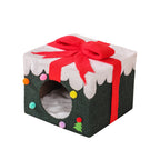 Christmas gift box cat bed；Christmas gift box cat bed; A spacious and private cat bed for winter warmth