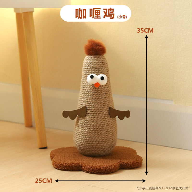 Chicken-shaped sisal claw grinding column, vertical scratch-resistant and non-flaking hemp rope column with grab board. Self-entertaining and boring cat climbing frame Pet supplies