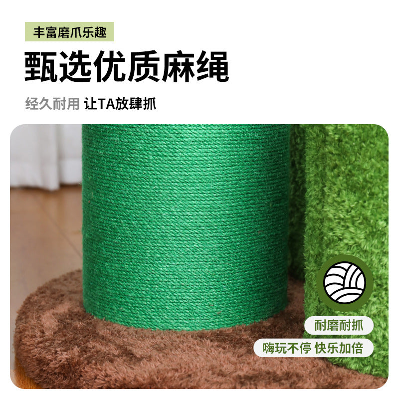 Cat Climbing Frame Solid Wood Home Cat Scratching Board Cat House Integrated Large Cat Toy Pet Fitness Multi-layer Cat Climbing Frame Cactus