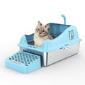 Stainless Steel Cat Litter Box Splash-Proof Large Semi-Enclosed Cat Toilet Pet Cleaning Supplies Open Cat Litter Tray