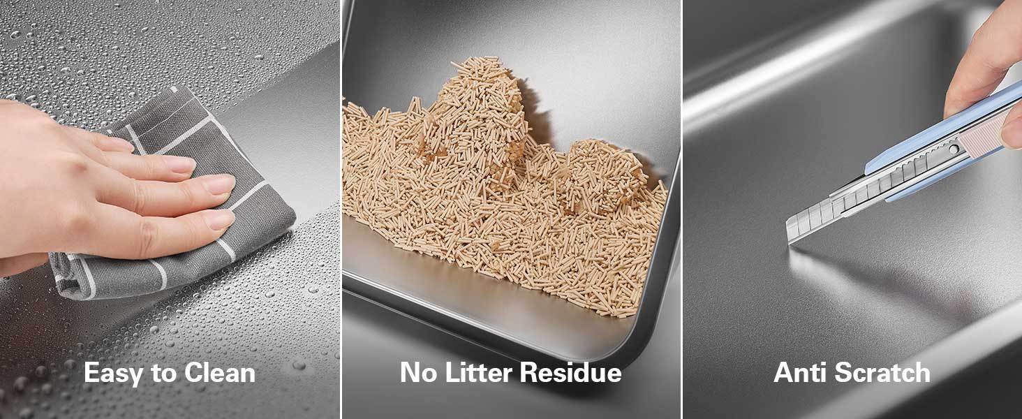 Stainless Steel Cat Litter Box Splash-Proof Large Semi-Enclosed Cat Toilet Pet Cleaning Supplies Open Cat Litter Tray