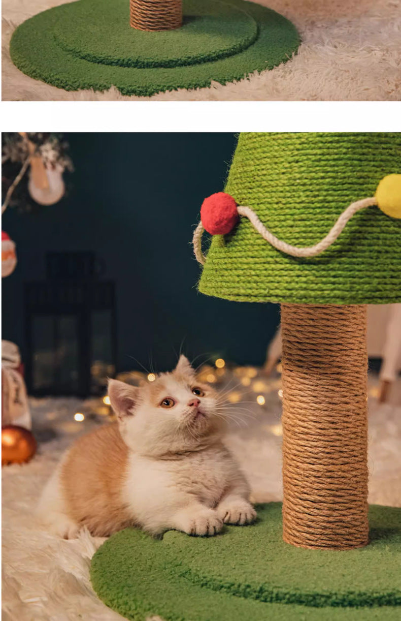 Christmas Tree Sisal Cat Scratching Board Wear-Resistant Non-Shedding Cat Claw Board Cat Climbing Frame Nest Integrated Cat Scratching Post Cat Toy