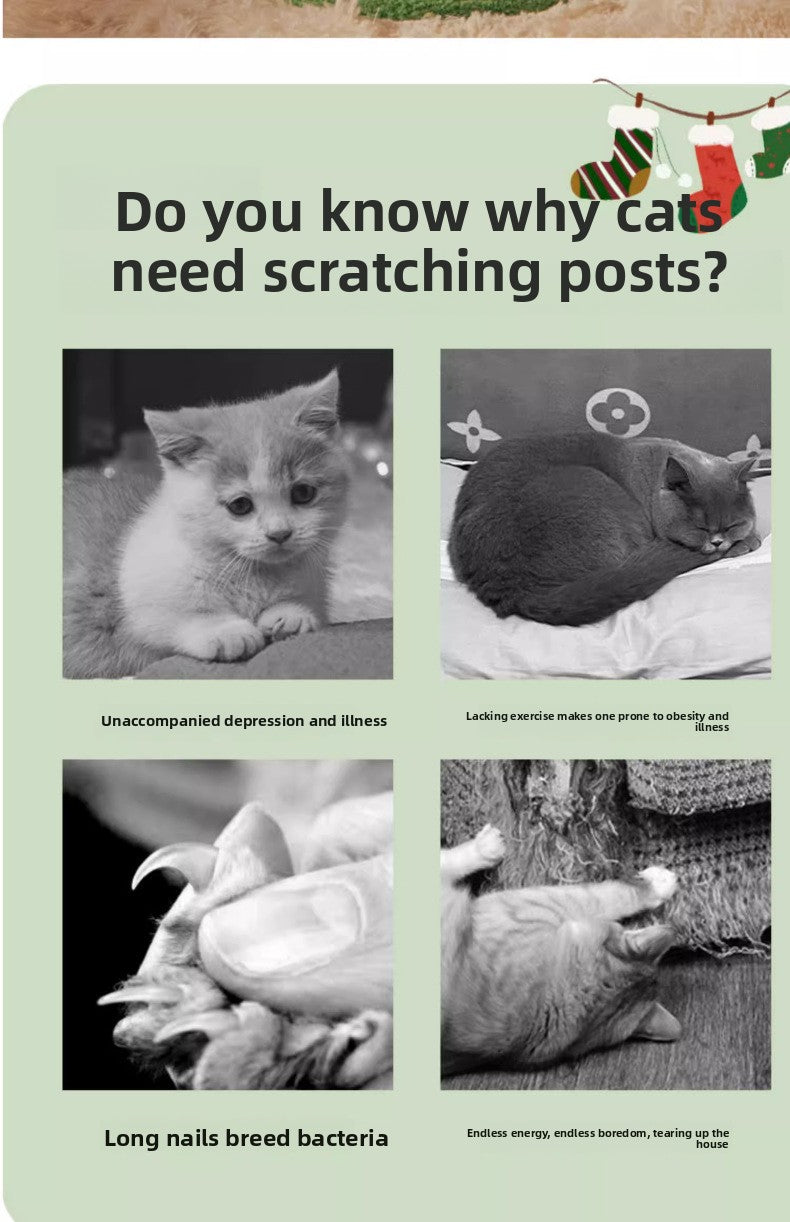 Christmas Tree Sisal Cat Scratching Board Wear-Resistant Non-Shedding Cat Claw Board Cat Climbing Frame Nest Integrated Cat Scratching Post Cat Toy