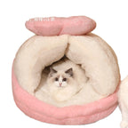 Cloud Flower Cat Bed: Keep the cat bed warm in winter; Semi-enclosed cat sleeping slipper bed; Winter cat bed; All-season dog kennel