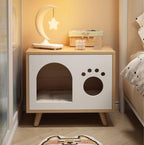 Solid wood cat bed bedside table; Simple and compact; Multi-functional cat shelter with bedside cabinet The storage cabinet is specially for cats