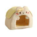 Rabbit-shaped plush pet bed; Winter warm closed cat sleeping bag; A safe bed for cats to sleep in during winter.Small dogs are available.