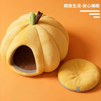 Pumpkin-shaped warm cat bed, winter warm dog bed, pet cat bed; Pet supplies for fully enclosed cat beds