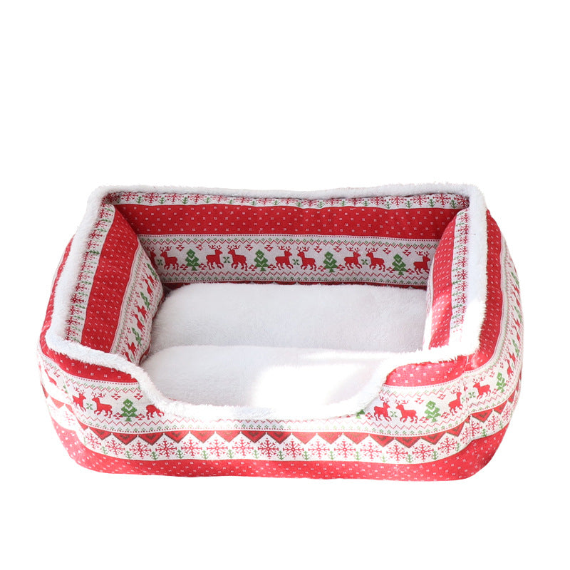 Warm Winter Series · Christmas Elk Pet Bed: Pet Cat Bed, Dog Bed, Pet Bed Dog bed winter dog mat Thickened beds for medium and small-sized dogs