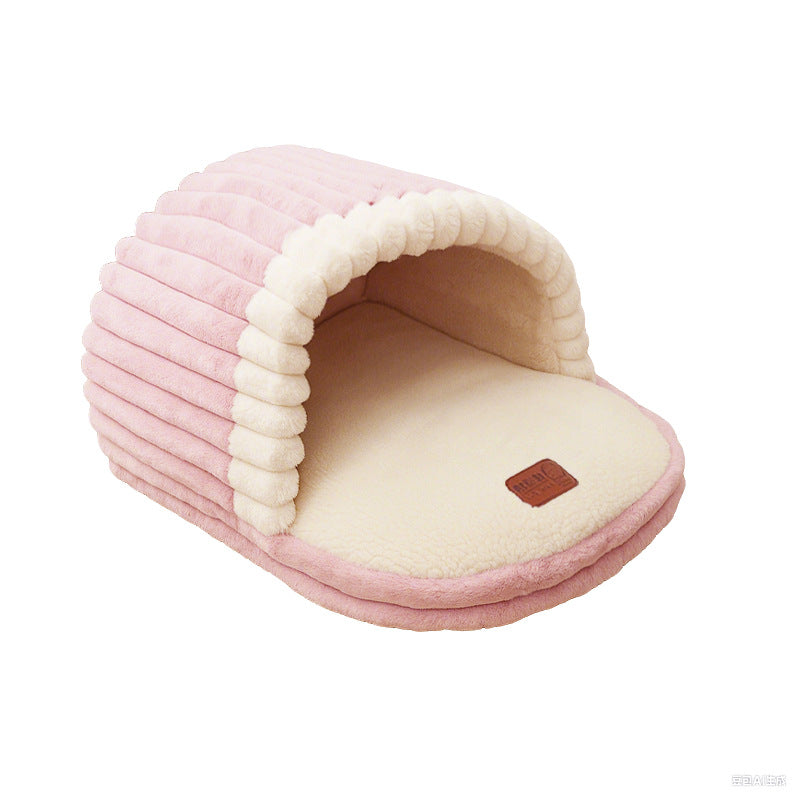 Cave pet nest; Winter warm, anti-slip, small soft and comfortable sleeping bag for dogs and cats