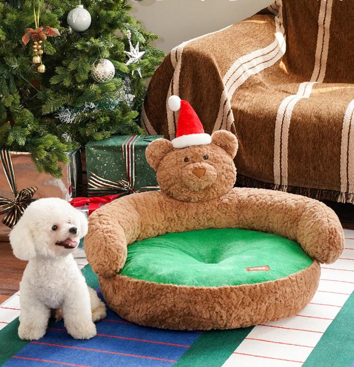 Christmas Bear pet sofa Dog beds and cat beds are suitable for all four seasons. Open pet bed Small dog kennel
