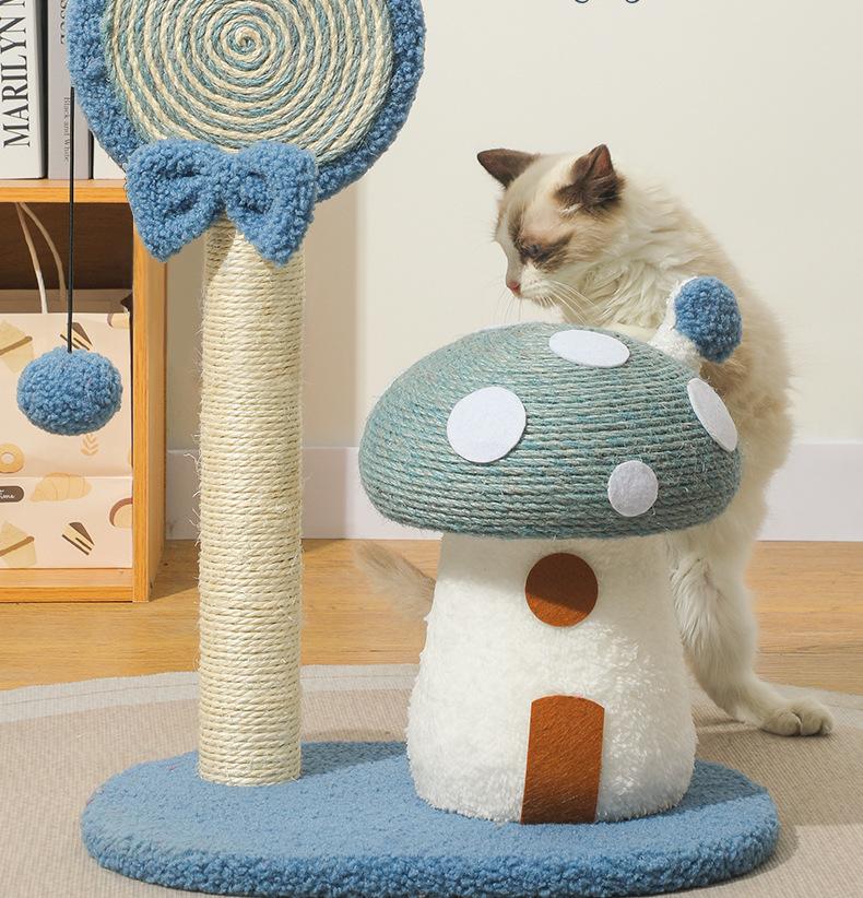 Mushroom lollipop-shaped cat scratch board Sisal vertical non-flaking cat paw board; Scratch-resistant and wear-resistant mushroom-shaped small cat scratch column