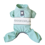 Outdoor four-legged raincoat Dog clothes, transparent raincoats and raincoats; The waterproof cap can be pulled. A small dog with a four-legged tummy