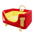 New Year's Pet Nest for Attracting Wealth and Treasures Pet bed New Year's Pet Bed Red dog bed suitable for all seasons; Detachable washable sofa Festive cat bed Cute cat bed