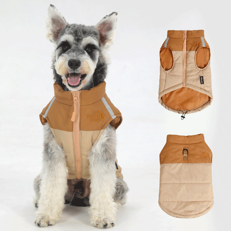 Waterproof reflective pet clothing for autumn and winter ; Dog cotton-padded clothes can pull large dog clothes. Pet clothing