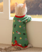 Cartoon space full-printed four-legged tummy jacket; Home clothes for cats and dogs Pet clothes for keeping warm and protecting the belly in autumn and winter