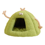 A plush pet bed in the shape of a little monster; Suitable for all seasons; Semi-enclosed dog and cat bed MATS; Pet supplies
