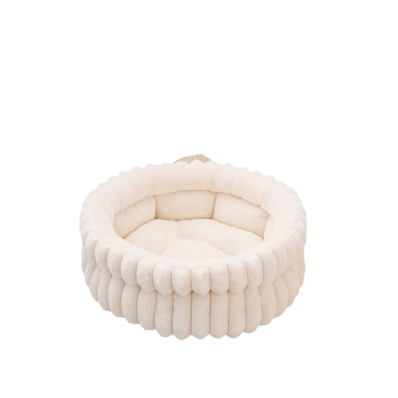 Cloud Three-dimensional Pet Round Bed: Thickened large dog mat for pet beds; Moisture-proof and warm dog bed A small round dog and cat bed