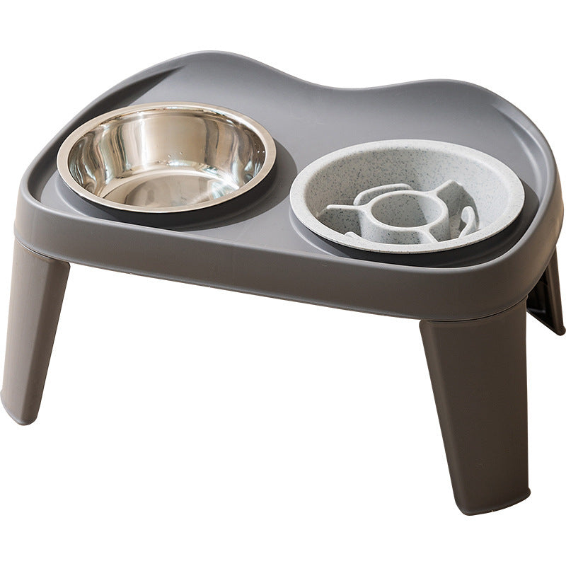 Dogs eat bowls and basins. Large dog cervical protection pet slow food bowl; Stainless steel rice bowl with high legs