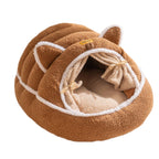Autumn and winter plush pet bed; Cute cat ears; Warm three-dimensional enveloping style; Soft and deep sleep in dog and cat beds; Pet bed pad