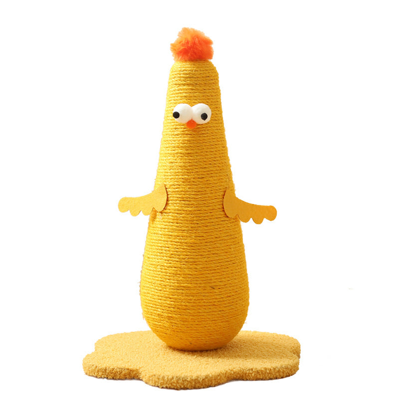 Chicken-shaped sisal claw grinding column, vertical scratch-resistant and non-flaking hemp rope column with grab board. Self-entertaining and boring cat climbing frame Pet supplies