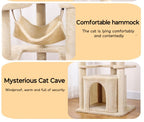 Beige multi-layer sisal multi-functional cat climbing frame; Cat scratch board Cat bed Multi-level diving platform Cat tree