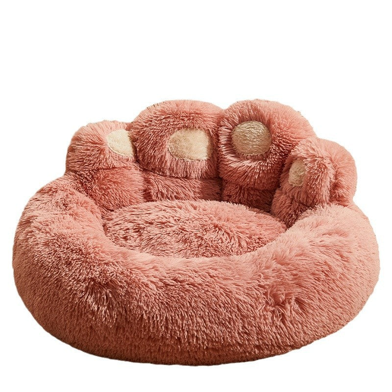 Bear palm-shaped pet bed; A warm dog bed for medium and large-sized dogs in winter. Fleece sofa sleeping pad All-season pet supplies