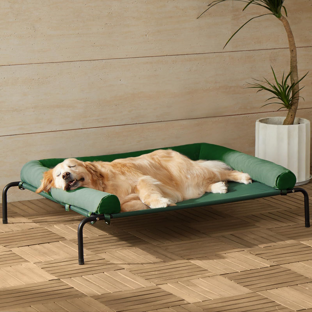 Large dog detachable dog beds that do not touch the ground; Cool ice silk camp bed Large dog beds that can be machine washed and are scratch-resistant. Suitable for all seasons