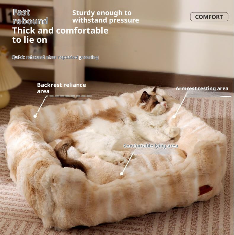 Cat bed rabbit hair bubble fleece; Soft and comfortable sleeping pad cat and dog bed; In winter, the cat bed can be disassembled and washed for warmth. Suitable for small cats and dogs